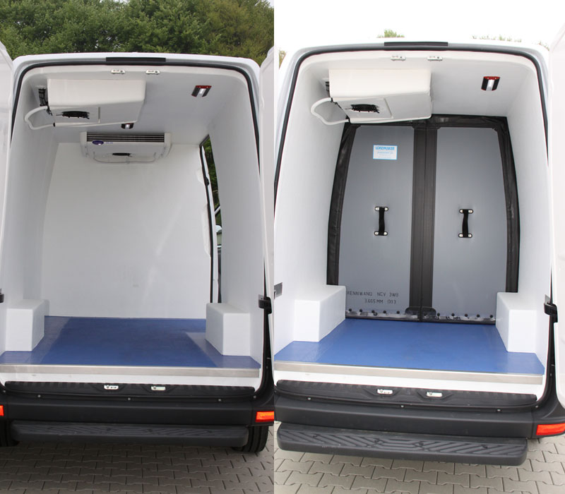 Kühltransporter Kühlfahrzeug Kofferaufbau mit zwei Weichtrennwand Multitemperatur